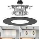 Recessed Can Light Conversion Kit for 5" and 6" Ceiling Fixtures - Pendant/Hanging Light Upgrade, Compatible with Ceiling Fans, Includes 7" Flat Steel Medallion, Black Finish