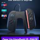JSAUX Ergonomic Switch 2 Charging Grip for Switch 2, Magnetic Grip Controller Compatible with Switch 2 JoyPads, Play While Charging with LED Indicator& 1.5m/4.9ft Charger Cable-Black