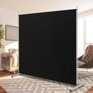 RANTILA Single Large Panel Room Divider, Privacy Screen for Office, Partition Separators, Freestanding Divider 71''W x 71''H, Black