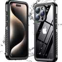 for iPhone 15 Pro Max Case Waterproof,IP68 Waterproof and Built-in Screen Protector 360 Full Body Underwater Case Shock-Proof and Dust-Proof iPhone 15 Pro Max Case 6.7-inch Black