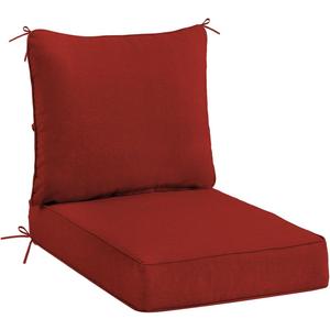 Sundale Outdoor Olefin Deep Seat Cushion, Patio Chair Cushion and Pillow, Water-Resistant Sectional Sofa Pad with Straps Red, 24 x 24 x 4 Inches