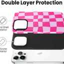 SOKAD Magnetic Checkered Phone Case for iPhone 13 Pro Max, Cute Grids Plaid Checkerboard Pattern Compatible with Magsafe Matte Protective Case Cover with Screen Protector for Girls Women, Hot Pink