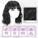 Black Wig With Bangs Bob Synthetic Curly Wigs Natural Shoulder Length Wig 12 inch for Women Girls Daily Use Colorful Wigs