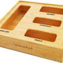 SpaceAid Bag Storage Organizer for Kitchen Drawer, Bamboo Organizer, Compatible with Gallon, Quart, Sandwich and Snack Variety Size Bag (1 Box 4 Slots), 2.5" High