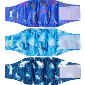 wegreeco Washable Male Dog Belly Band (Stylish Pattern)- Pack of 3 - Washable Male Dog Belly Wrap, Dog Diapers Male (Ocean Adventure, X-Large) (X-Large (22" to 27"))