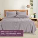 Casa Platino 100% Cotton Full Size Sheets Crisp Percale Sheets Full with 4 Pillowcases, with 15" Deep Pocket Sheet for Secure Fit, Ultra Soft & Cozy, Excellent Quality & Fit Grey Lavender