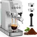 Espresso Machine with Steam Milk Frother, 20 Bar Professional Espresso Coffee Maker for Latte & Cappuccino, 1-Touch Control, Stainless Steel Housing, Removable Water Tank & Drip Tray (Upgrade)