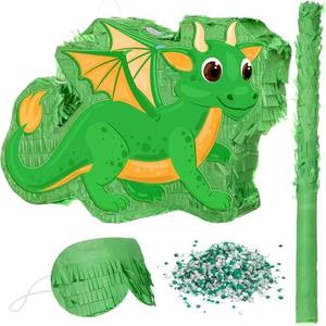Dragon Piñata 16 Inch Dinosaur Piñata with Stick Blindfold and Confetti Dinosaur Piñata Tyrannosaurus Piñata Fire Breathing Dinosaur Piñata for Boys Kids Dragon Theme Birthday Party Game Decorations