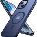 Miracase Magnetic for iPhone 14 Case 6.1 inch (Compatible with MagSafe)with 2X Screen Protectors Military-Grade Protection, Anti-Fingerprint Translucent Matte Phone Case Cover, Dark Blue