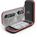 DIGIROOT Switch Case for Nintendo Switch 2 (2025) and Switch / OLED, Portable Travel Carrying Case, Slim Hard Shell Protective for Switch 2 Accessories with 10 Game Card Slots (Black & Red)