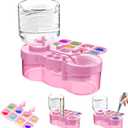 2025 Upgraded Paint Brush Cleaner Tool,Washing My Brush,Universal Crafts Water Cycle Watercolor Brushes Rinse Dispenser with Holder and Palette,Painting Art Supplies for Artist Beginner Kid (Pink)