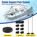 1200D Pontoon Boat Cover with Support Poles 2 Pack, Heavy Duty Pontoon Boat Cover, 17-20 ft Boat Cover for Pontoon with Motor Cover, Adjustable 14 Tie Down Straps,Gray
