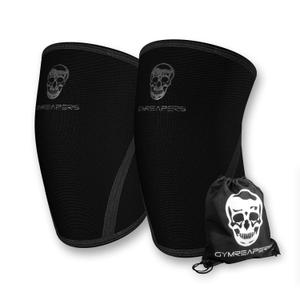 Gymreapers Knee Sleeves (1 Pair) With Gym Bag - IPF Approved - Knee Compression Sleeve Support for Squats, Weightlifting, and Powerlifting 7MM Neoprene Sleeves (Black/Black, Medium)