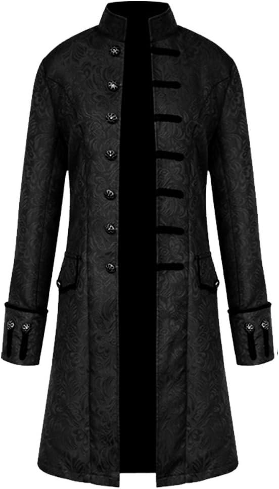 H&ZY Men Steampunk Vintage Jacket Halloween Costume Retro Gothic Victorian Frock Coat Uniform (3X-Large, Black)