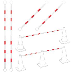 Kanayu 4 Pcs 4-6.9 ft Retractable Cone Bar Extendable Traffic Safety Cone Bar with Reflective Film Barricade for Parking, Road Construction,Cone Not Include (Red, White)