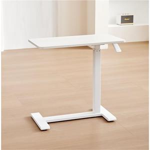 Modern Overbed Table, Rolling End Table, Standing Side Table Table with Wheels, Portable Standing Desk, Overbed Table with I-Shaped Leg, Height Adjustable Small Sit Stand Desk(White)