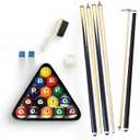 Hathaway Pool Table Accessories Kit - Pool Sticks Set of 2, 16 Billiard Balls, Pool Rack Triangle, Brush, Chalk, & Bridge Stick with Aluminum Head - Billiards Accessories for Gameplay