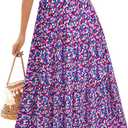 BTFBM Women's Clothing Wedding Guest Dresses Casual Boho Floral Short Sleeve Smocked Maxi Beach Spring Summer Dress 2026 (S)