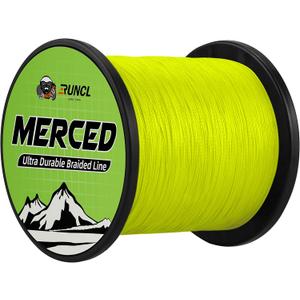 RUNCL Braided Fishing Line Merced, 1000 500 300 Yards Braided Line 4 8 Strands, 6-200LB - Proprietary Weaving Tech, Thin-Coating Tech, Stronger Smoother for Freshwater Saltwater (Hi-Vis Yellow)