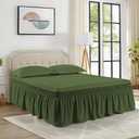 Dark Olive Wrap Around Bed Skirt for Full/Queen Beds 18" Drop,Green Bed Skirt Adjustable Elastic Dust Ruffles Easy Fit Wrinkle & Fade Resistant Luxurious Fabric Machine Washable