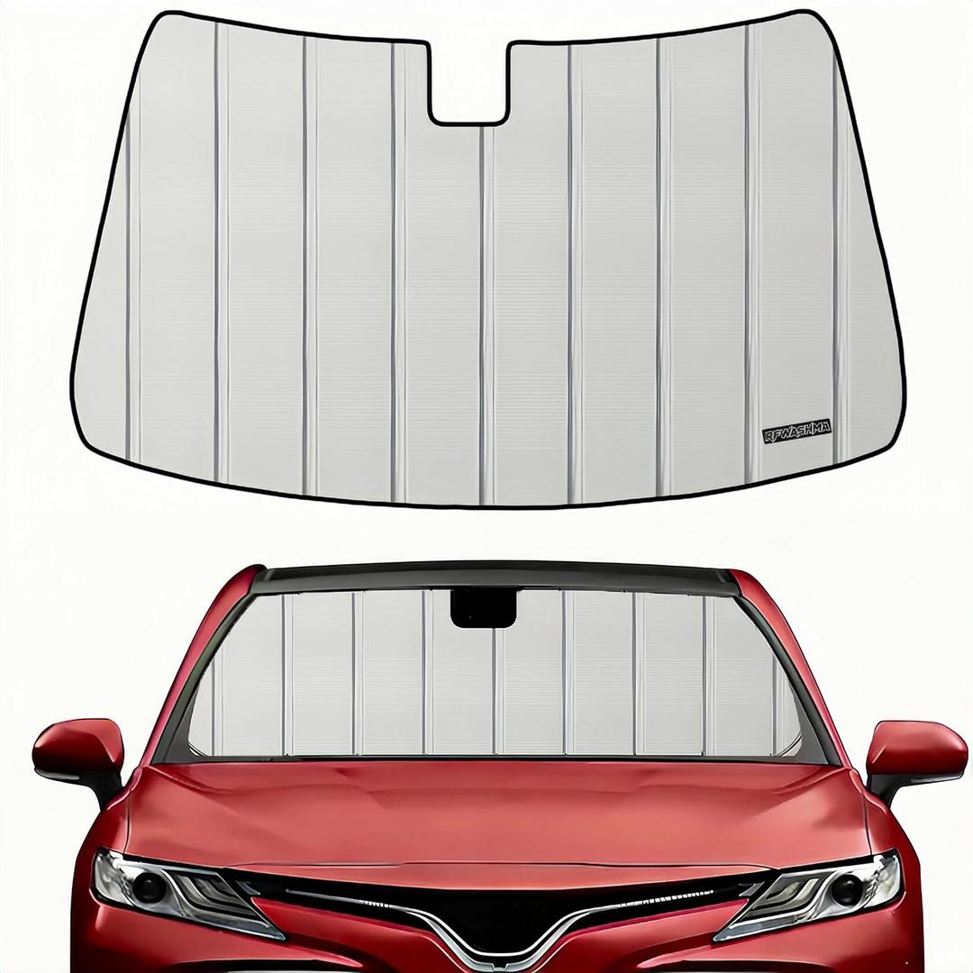 Custom-fit Windshield Sun Shade Compatible with 2025-2026 Tesla Model Y, Foldable Sun Shade Shield with Storage Pouch, Front Window Visor Sunshade