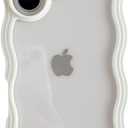 Caseative for iPhone 16 Case,Cute Curly Wave Frame Shape Shockproof Soft Phone Case (White)