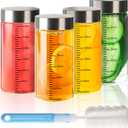 4 Pack 10 oz Glass Juice Bottles with Stainless Steel Lids Wide Mouth Borosilicate Glass Shaker bottle for Juicing, Protein, Smoothies, Reusable, Leak Proof, Dishwasher Safe Glass Water Bottles