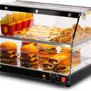 PYY Food Warmer Commercial Countertop - 2-Tier with LED Lighting Food Display Warmer Pastry Disaplay Case Pretzel Warmer Machine