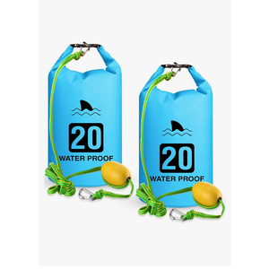 2 Set 20L Sand Anchor Heavy Duty Buoy Kit 2 in 1 Kayak Anchor Floating Waterproof Dry Bag with High Visibility Float Rope for Lake Beach Boat Hiking Camping Water Sports Surfing Kayaking(Sky Blue)