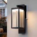 LED Outdoor Wall Sconce Modern Porch Light Outdoor Wall Mount Lantern Waterproof Exterior Light Fixture with Clear Glass Shade, Aluminum Black OutsideLamps for Front Door