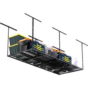 3 x 8FT Overhead Garage Storage Rack, Adjustable Ceiling Storage Racks, Garage Shelving Heavy Duty Storage Organizer System, Load 600LBS Weight(Black)