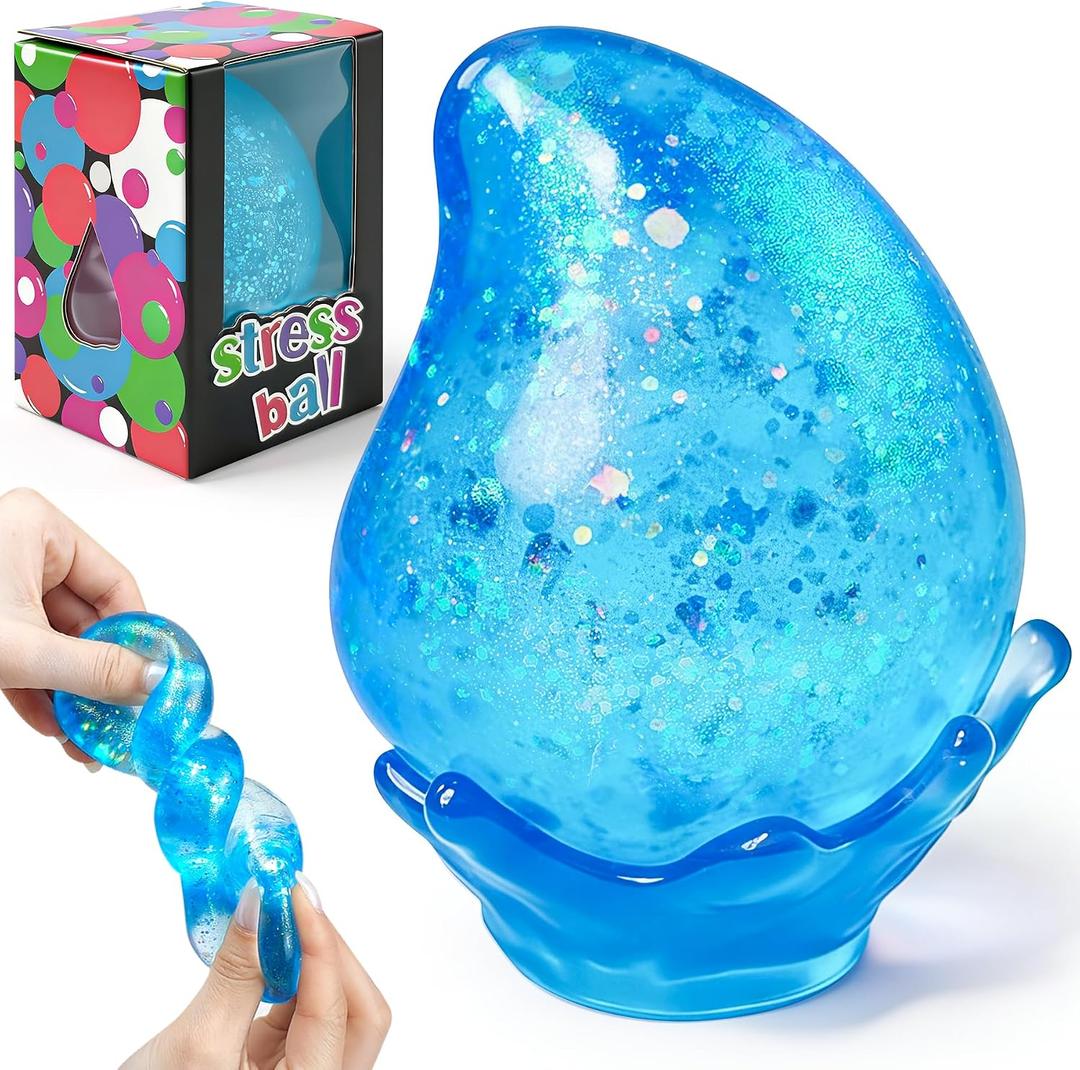 Dream Squishy Drop Stress Balls, Cube Squishies Anxiety Stress Relief Ice Squishy Drop Malt Sugar Balls, Soft Sensory Calming Toys for Kids Teens, Party Favors & Classroom Prizes for Kids - Blue