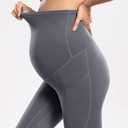 POSHDIVAH Maternity Workout Leggings with Pockets Grey XX-Large (Gray, XXL)