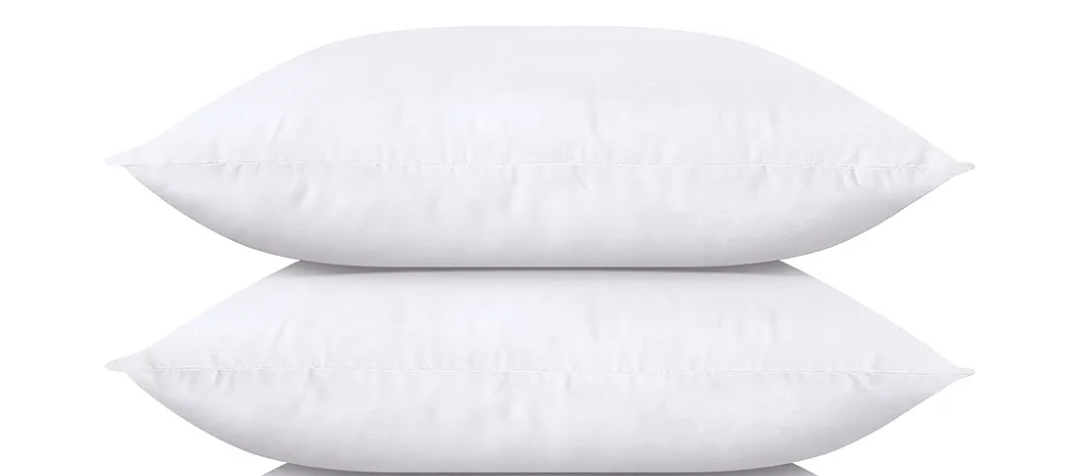  Throw Pillows (Set of 2, White), 12 x 20 Inches Pillows for Sofa, Bed and Couch Decorative Stuffer Pillow