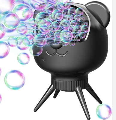 Rechargeable Bubble Machine for Kids & Parties, 38000+ Bubbles/Min, 90°/180° AutoRotating Bubble Makers 500ML Portable Bubble Blower with 2 Speed Modes for Weddings, Birthdays, Outdoor/Indoor, Black