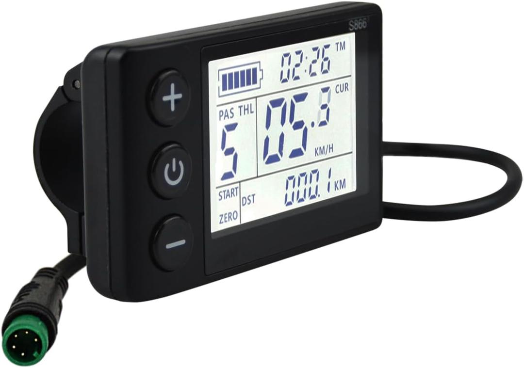 S866 Electric Bicycle LCD Display Meter, 24V 36V 48V Ebike LCD Display Control Panel Wireless Bicycle Speedometer Odometer for Electric Scooter Electric Bike Modification