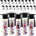Teenyyou 25 Pcs Graduation Candy Tubes 2026 Graduation Party Favors Candy Boxes Plastic Grad Cap Jars Container with Tassels and Stickers for DIY Grad Table Party Favors (Black)
