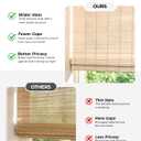 2pcs UNISHADES No Drill Cordless Bamboo Roman Shades, 24×64 in, Natural