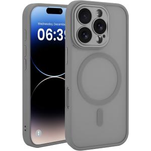 Designed for iPhone 16 Pro Case,Compatible with MagSafe Military-Grade Protection[Full Camera Protection],Matte Shockproof with Anti-Fingerprint Phone Case,Grey (Gray)