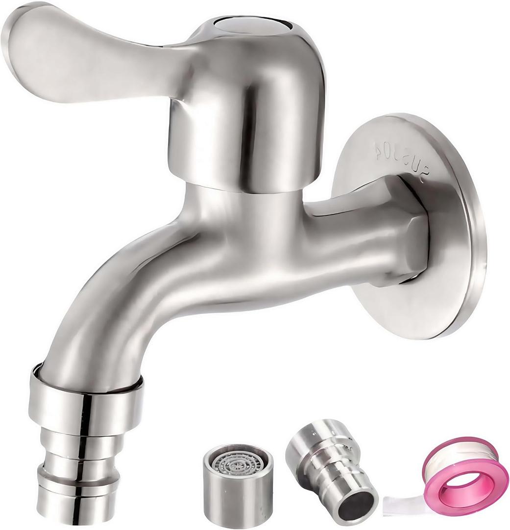 Outdoor Garden Bibb Spigot Washing Machine Faucet,1/2" Male Inlet Mop Sink Faucet,Easy to Install Utility Room Faucets with 2 Filter (Short)