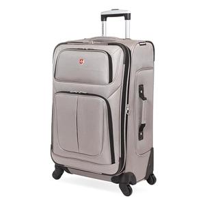 SWISSGEAR Sion Softside Expandable Spinner Luggage Durable Lightweight Travel Suitcase, Pewter, Checked-Medium 25-Inch