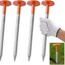 4 Pack 12-Inch Rebar Survey Marker Stakes Durable Steel with Bright Orange Top for Surveying, Construction, Landscaping, Property & Boundary Marking
