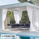 RYB HOME 4 Panels White Outdoor Sheer Curtains for Patio Waterproof, Light Filtering Outdoor Decor Voile Outside Curtains Rod Pocket Drapes for Porch, Gazebo, Pergola, W54 x L84