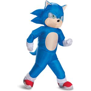 Disguise Sonic Inflatable Kids Costume, Official Sonic Move 3 Inflating Costume with Fan, One Size Child