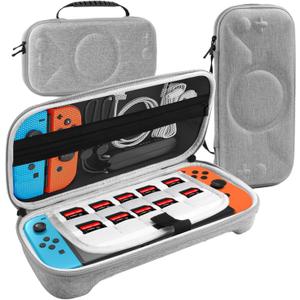 CloudValley Large Storage Carrying Case for Nintendo Switch 2, Portable Hard Shell Carrying EVA Travel Game Bag with 10 Game Cartridges for Console, Joy-Con, Games, Accessories, Gray