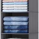 Lifewit 5 Tier Hanging Closet Organizer and Storage for Shelves, Foldable Clothes Shelf with 2 Sturdy Hooks, Sweater/Coat/Shoes Clothing Organization for Wardrobe, Dorm, Bedroom, Gray