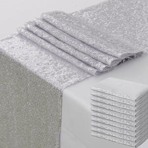 10 Pack Sequin Silver Table Runners 12 x 72 Inches - WENSINL Glitter Silver Table Runner for Party Wedding Birthday Engagement Christmas Meeting Outdoor Dining Room Event Decorations
