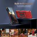 Goodon for iPhone 16 Case with Sliding Camera Cover + Screen Protector - Magnetic Rotated Ring Kickstand - Military-Grade Shockproof Protective Phone Cover for Women Girls - Red