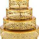 Lallisa 4 Tier Cake Stand Gold Cake Stands Set 6'' 8" 10" 12" Round Metal Dessert Cupcake Stands Pastry Candy Display Plate Tea Party Decoration for Wedding Birthday Event Anniversary Celebration