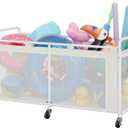 GRANNY SAYS Pool Float Storage Organizer, 290-Gallon Large Pool Storage Bin,35" Pool Toy Storage Cart with Wheels for Floats,Toys and Balls,Mesh Poolside Storage Holder for Swimming Pool,Beige